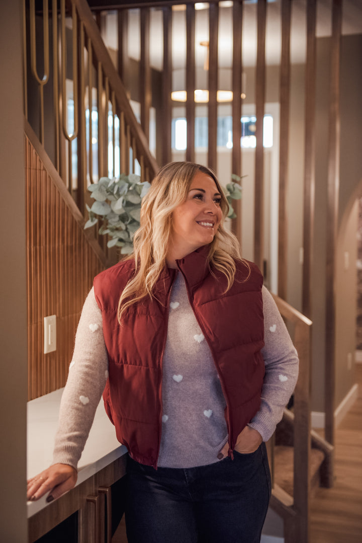 Tracy Puffer Vest - Burgundy