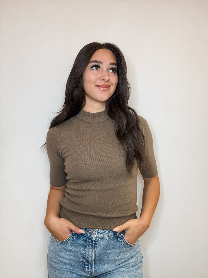 Mockneck Sweater Tee - Green