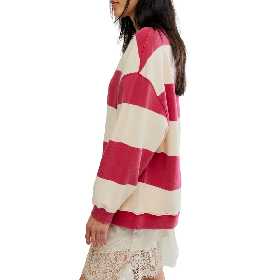 Classic Stripe Crew Wide in Cherry
