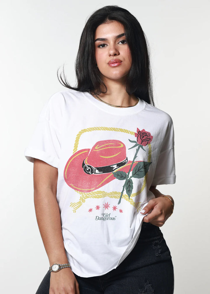 Cowboy Hat & Rose Boyfriend Tee