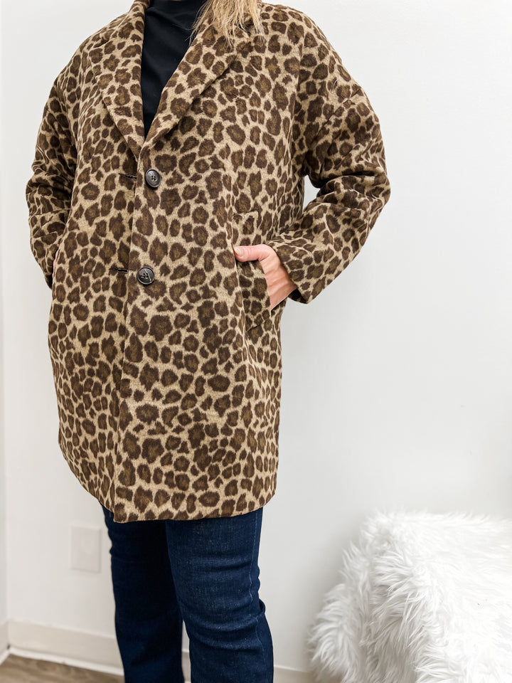 Cheetah Print Dress Coat