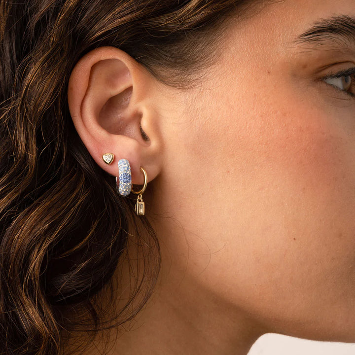 Denim Sparkle Hoop Earrings