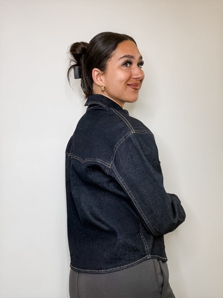 Lizette Stretch Denim Shirt - Dark Wash