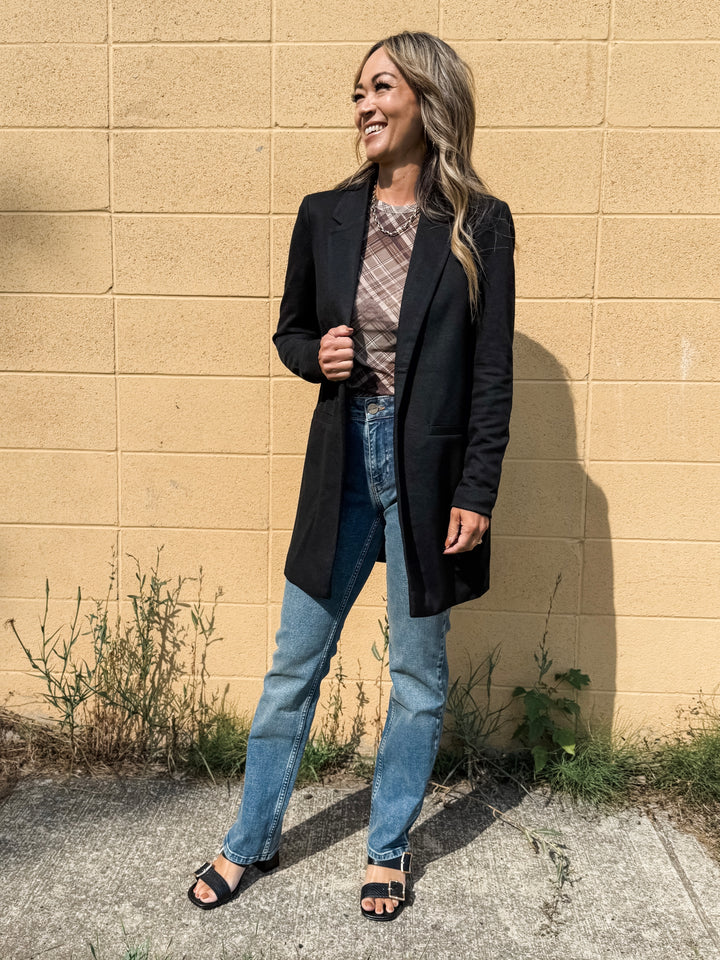 Verina Long Blazer - Black