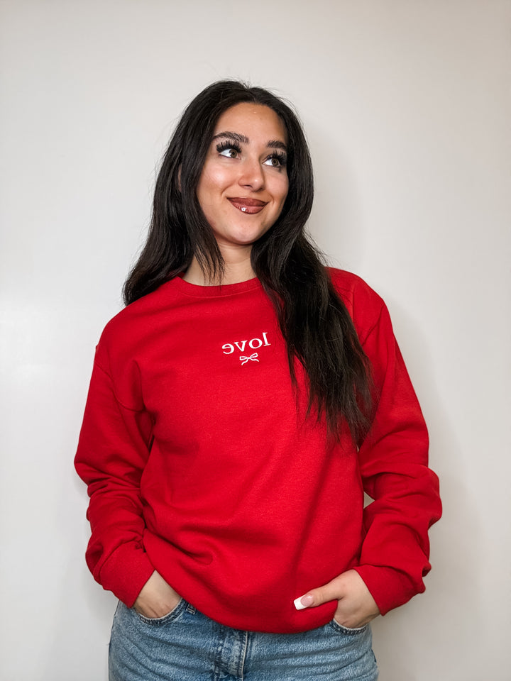 Love/Bow Embroidered Sweatshirt