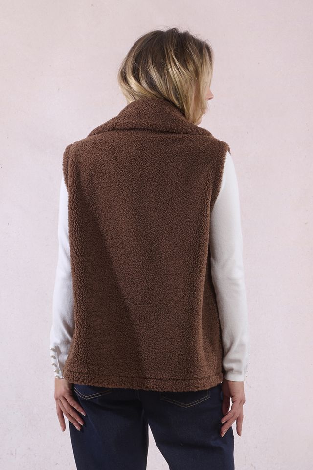 Sheepskin Effect Vest - Brown