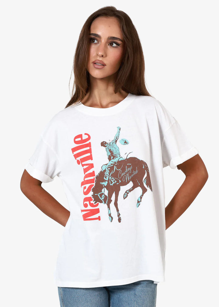 Nashville Rider Boyfriend Tee - White