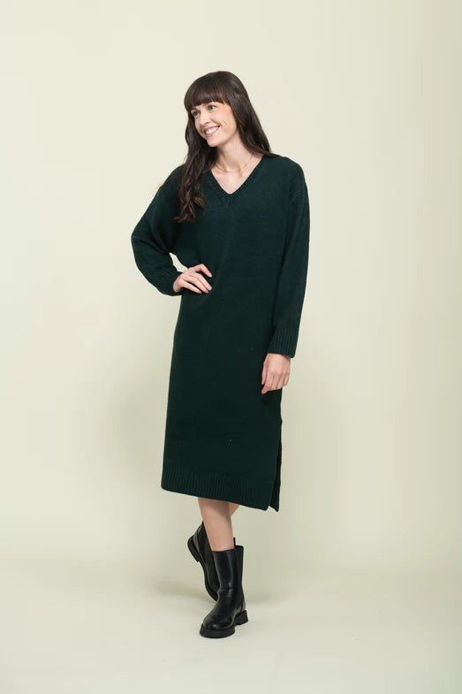 Sloane Midi Sweater Dress - Deep Evergreen