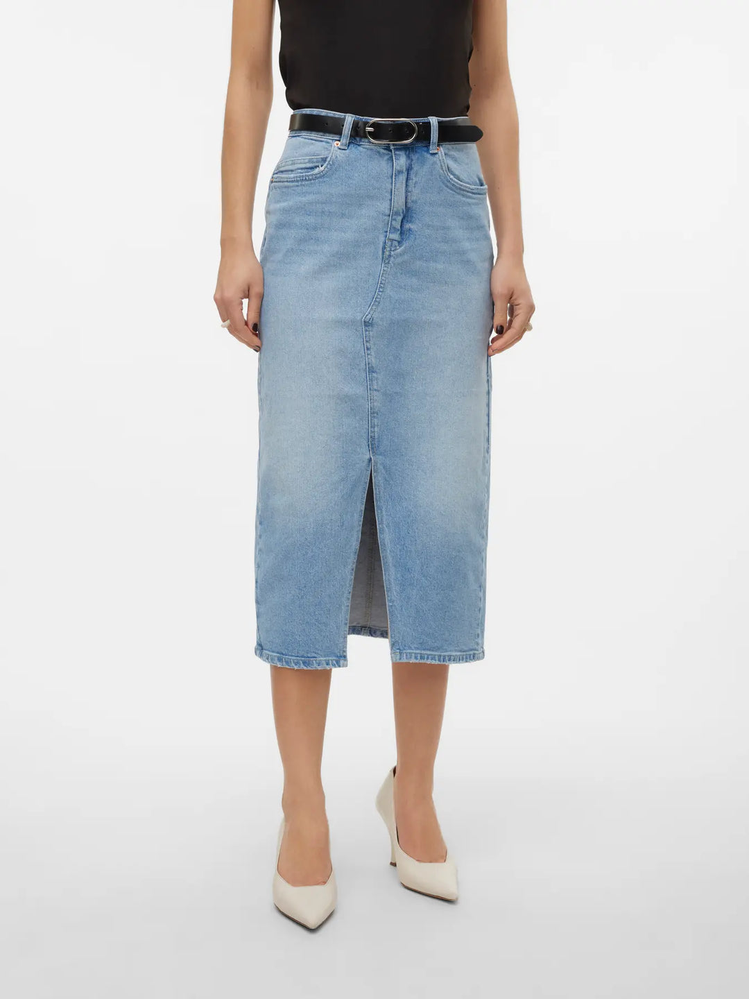 Veri Denim Midi Skirt - Blue