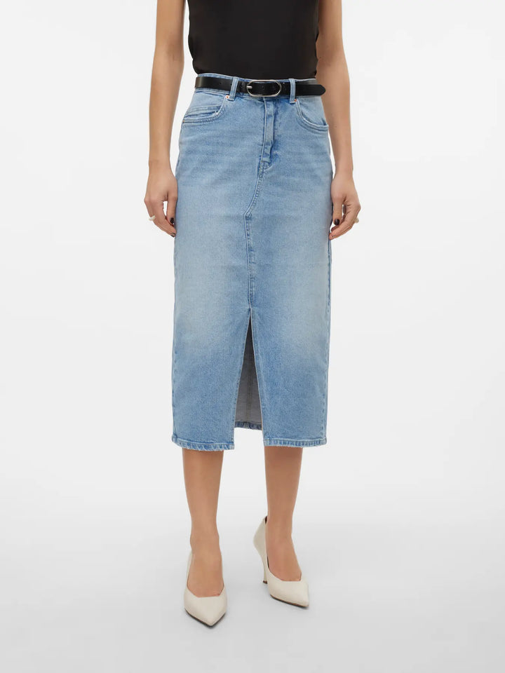 Veri Denim Midi Skirt - Blue