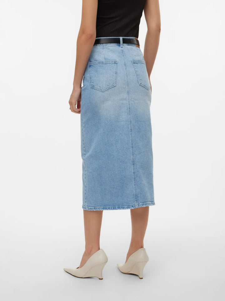 Veri Denim Midi Skirt - Blue
