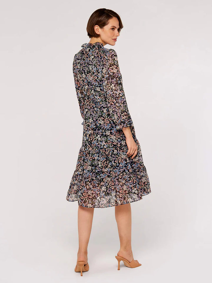 Painterly Ditsy Chiffon Midi Dress