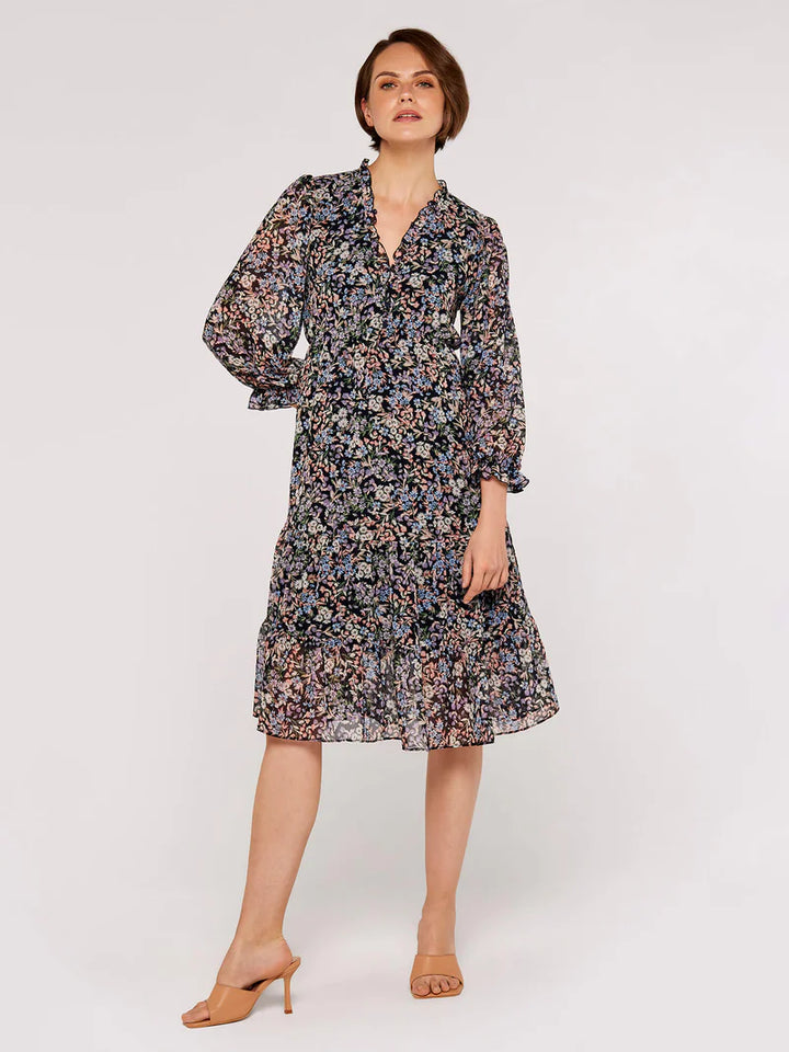 Painterly Ditsy Chiffon Midi Dress
