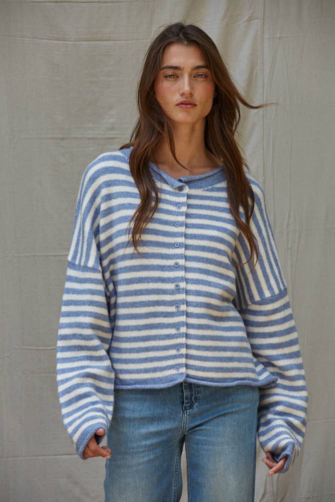 Blue Striped Cardigan