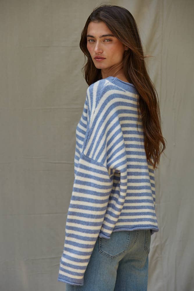 Blue Striped Cardigan