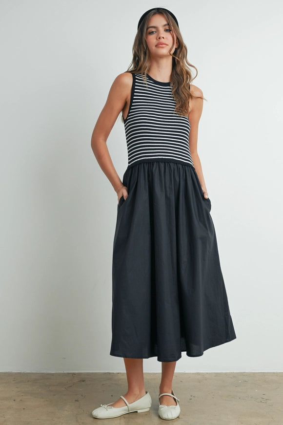 Black Striped Maxi Dress