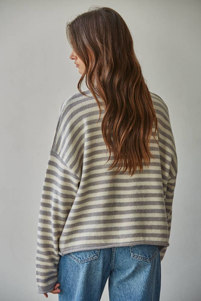 Grey Striped Cardigan
