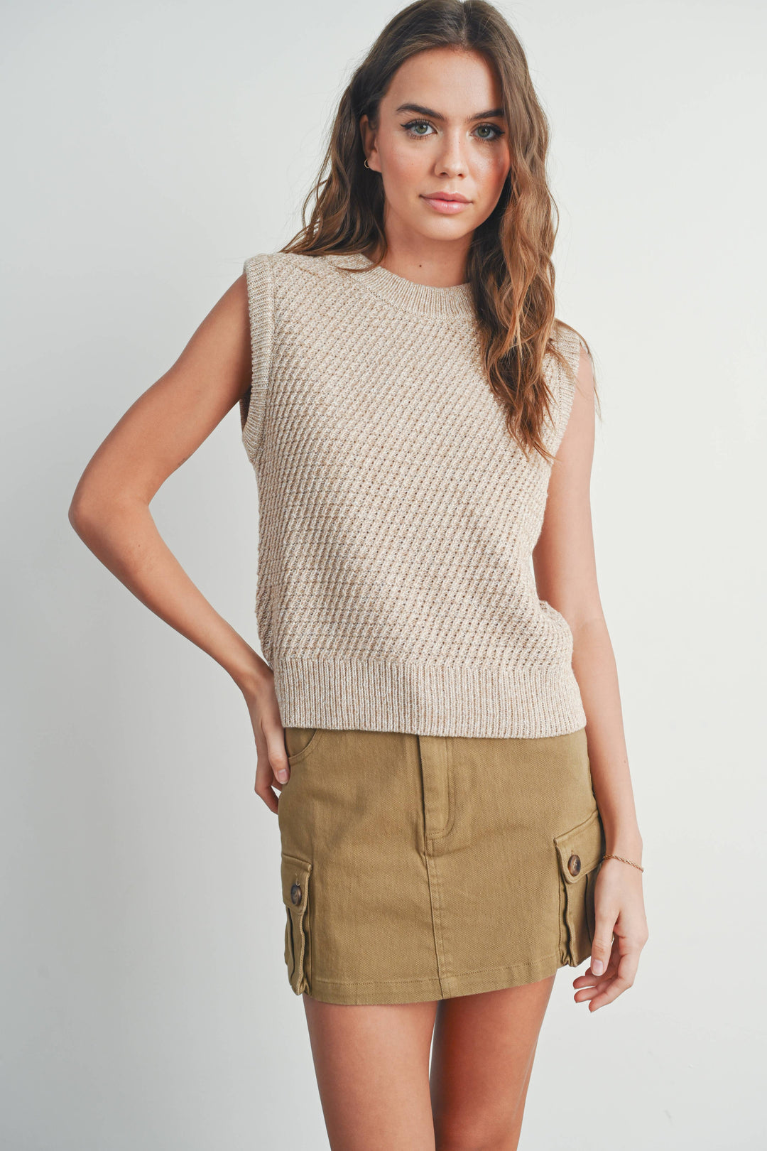 Knit Sweater Vest - Taupe
