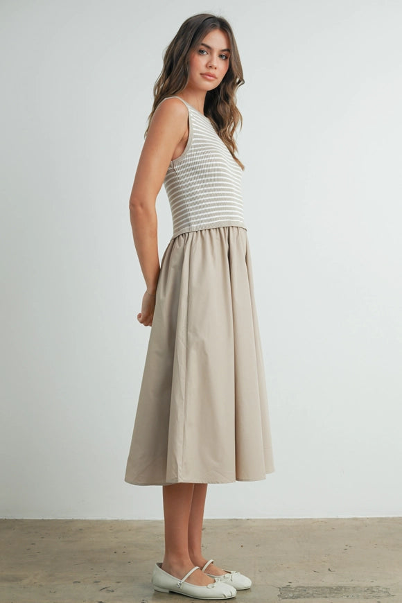 Taupe Striped Maxi Dress