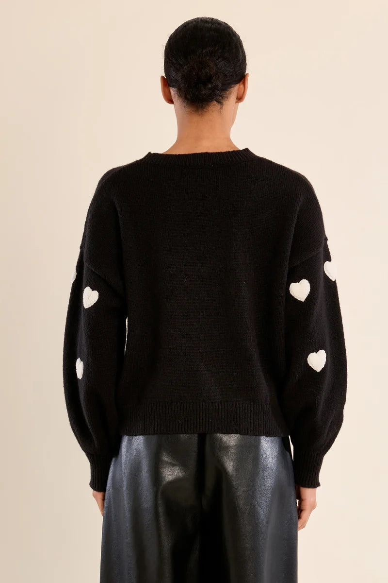 Black + White Heart Sweater