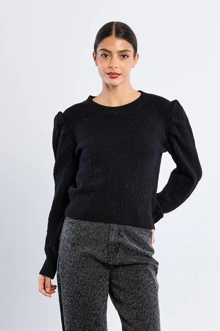 Textured Puff Sleeve Sweater