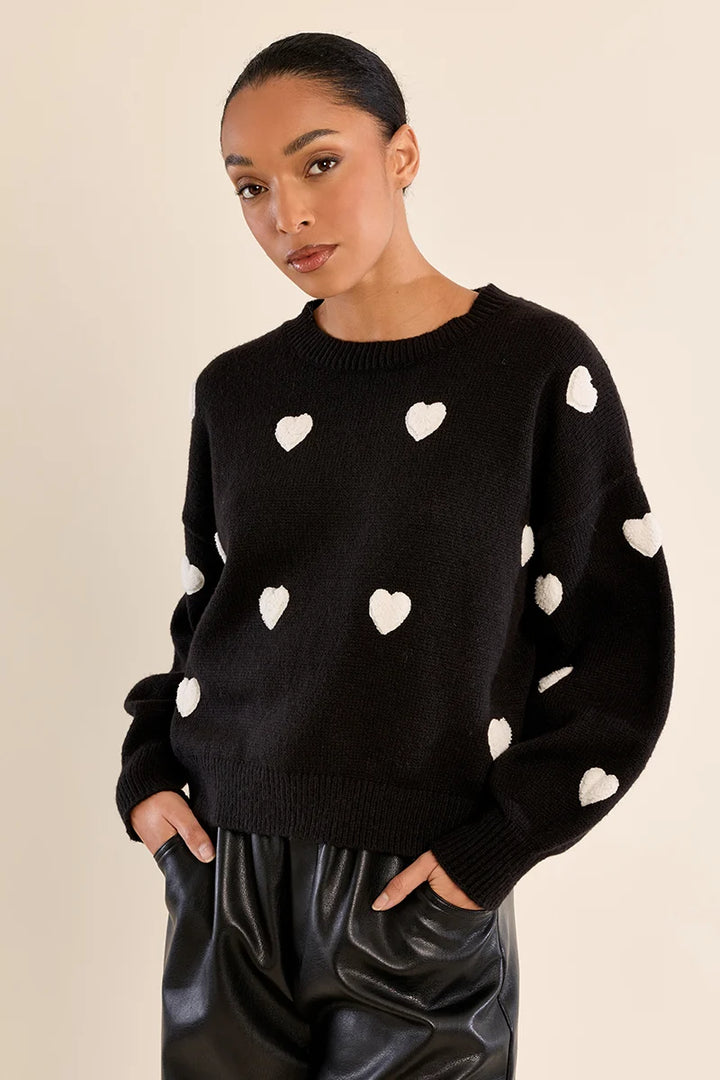 Black + White Heart Sweater