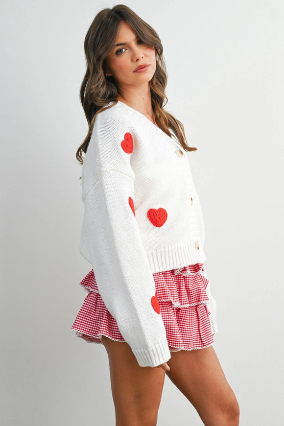 Knit Heart Patterned Cardi