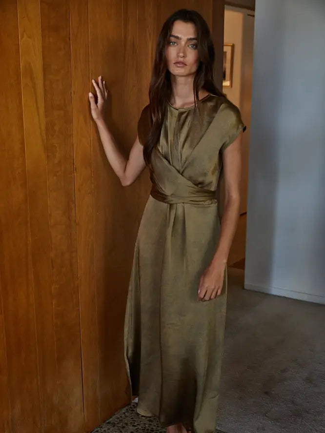 Gold Satin Maxi Dress