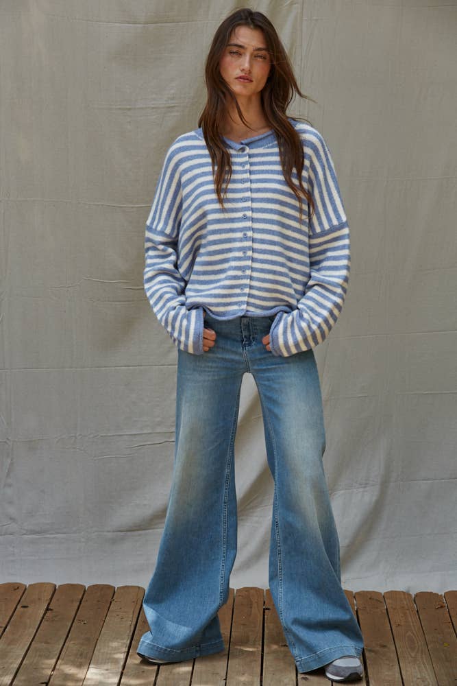 Blue Striped Cardigan