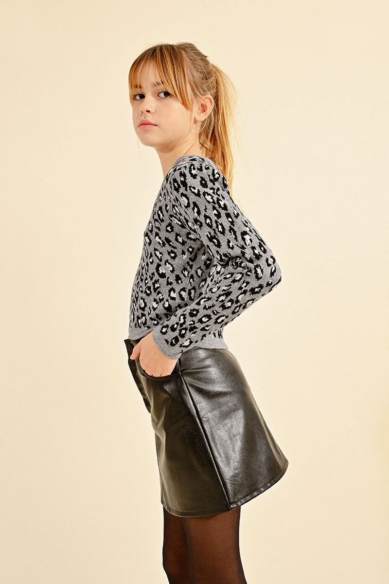 Girls Faux Leather Mini Skirt