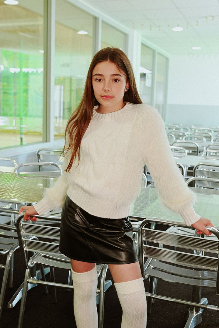 Girls Faux Leather Mini Skirt