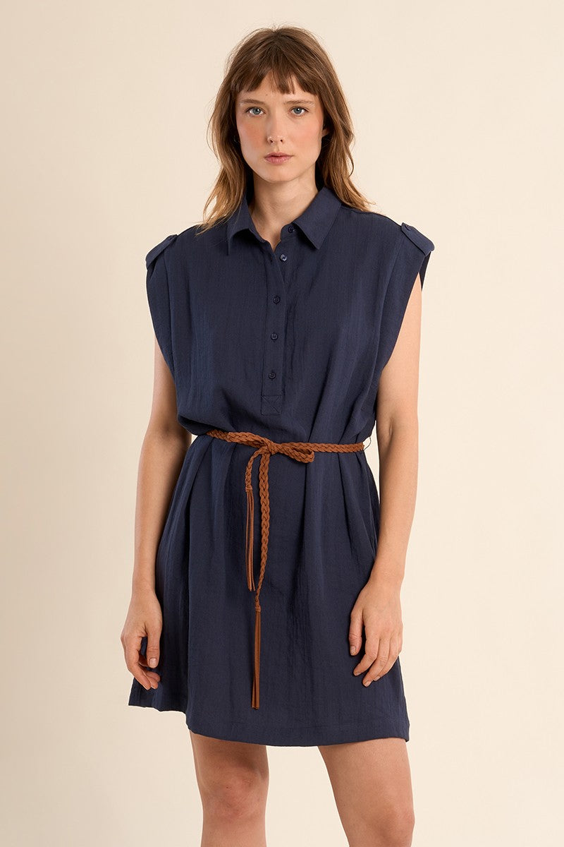 Navy Blue Belted Safari Dress – Dani + Madi
