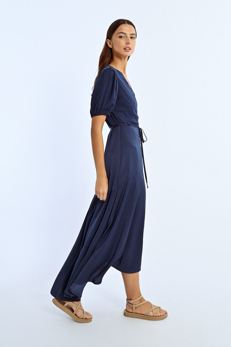 Navy Wrap Maxi Dress