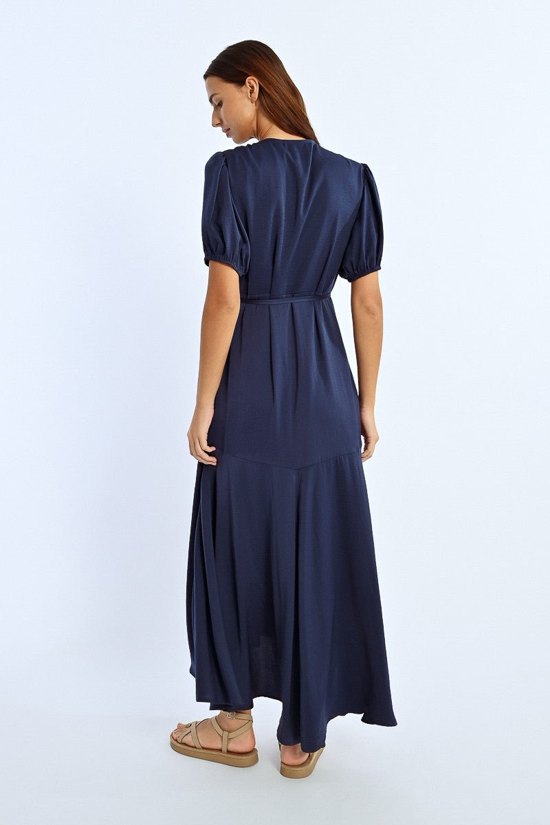 Navy Wrap Maxi Dress