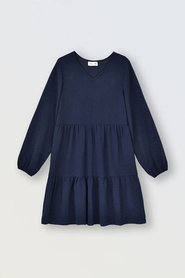 Girls Navy Tiered Dress