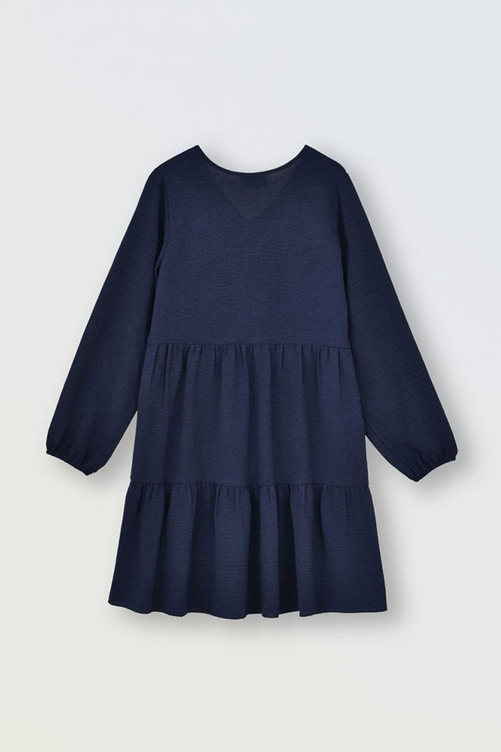 Girls Navy Tiered Dress