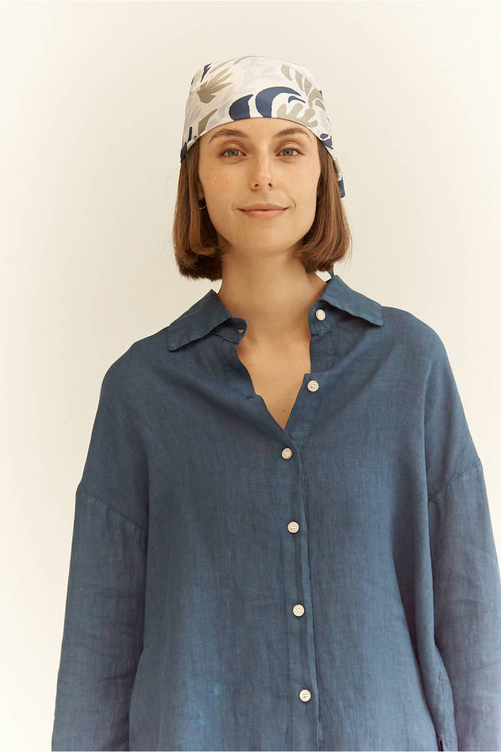 Calcinu Button Up- Navy