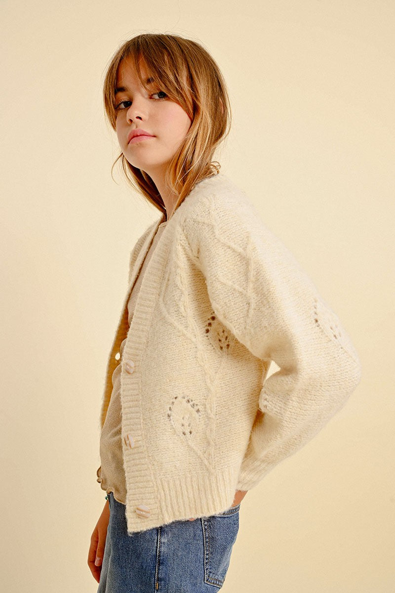 Girls Pointelle Knit Cardigan