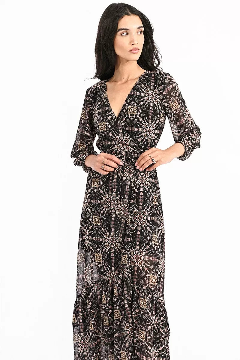 Printed Wrap Maxi Dress