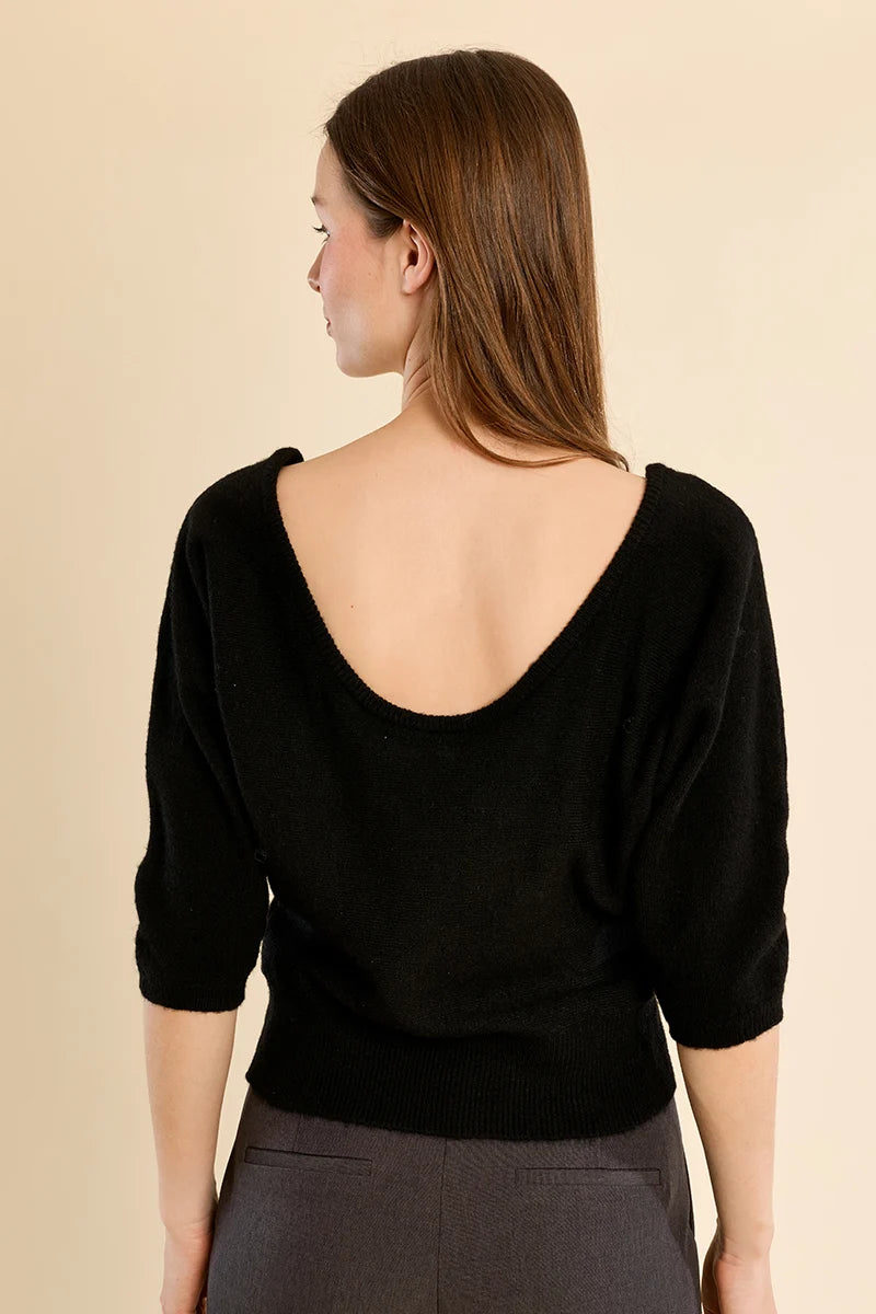 Low Back Quarter Sleeve Sweater