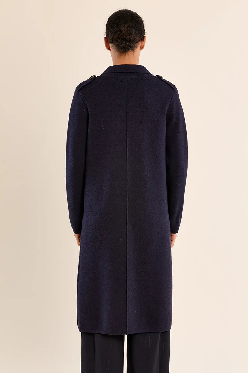 Navy Long Knitted Blazer