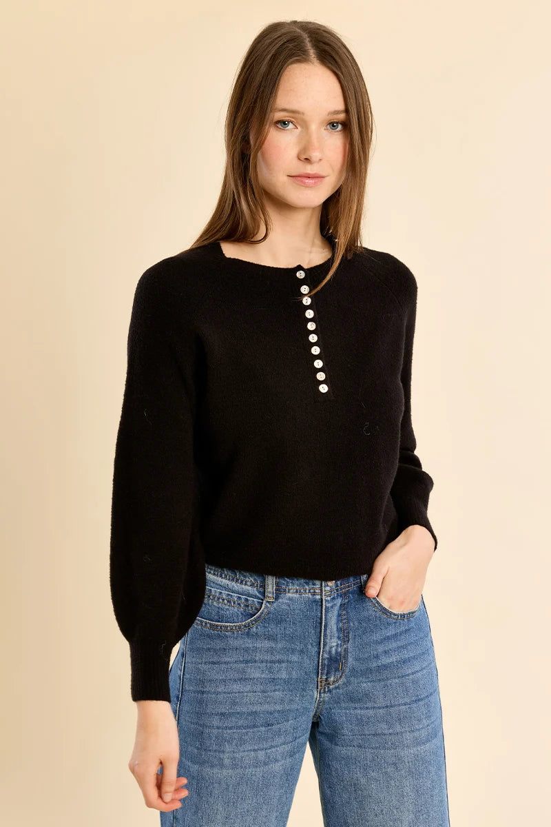Black Henley Sweater