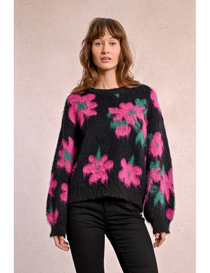 Brushed Floral Sweater