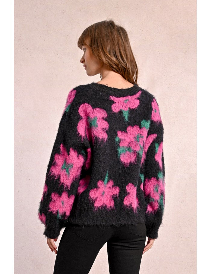 Brushed Floral Sweater