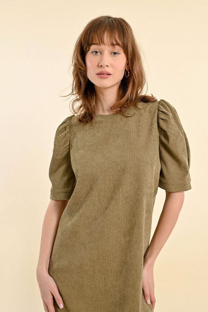 Cord Mini Dress - Khaki