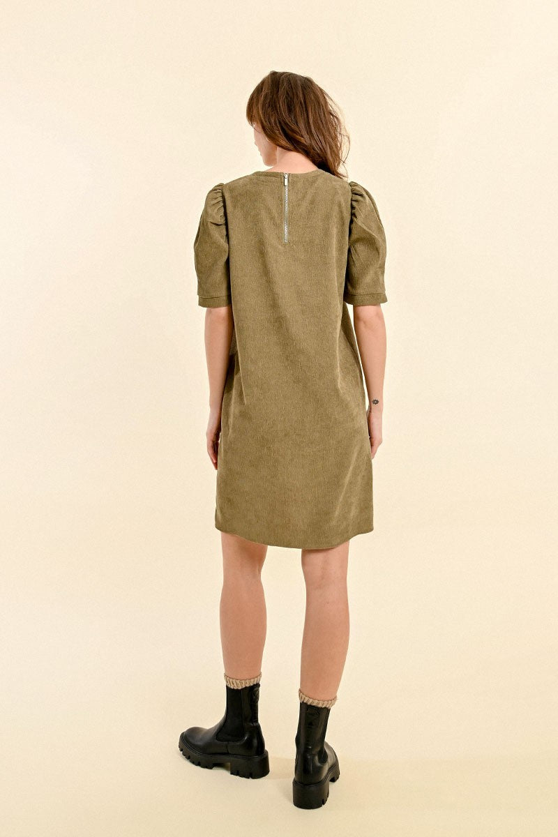 Cord Mini Dress - Khaki