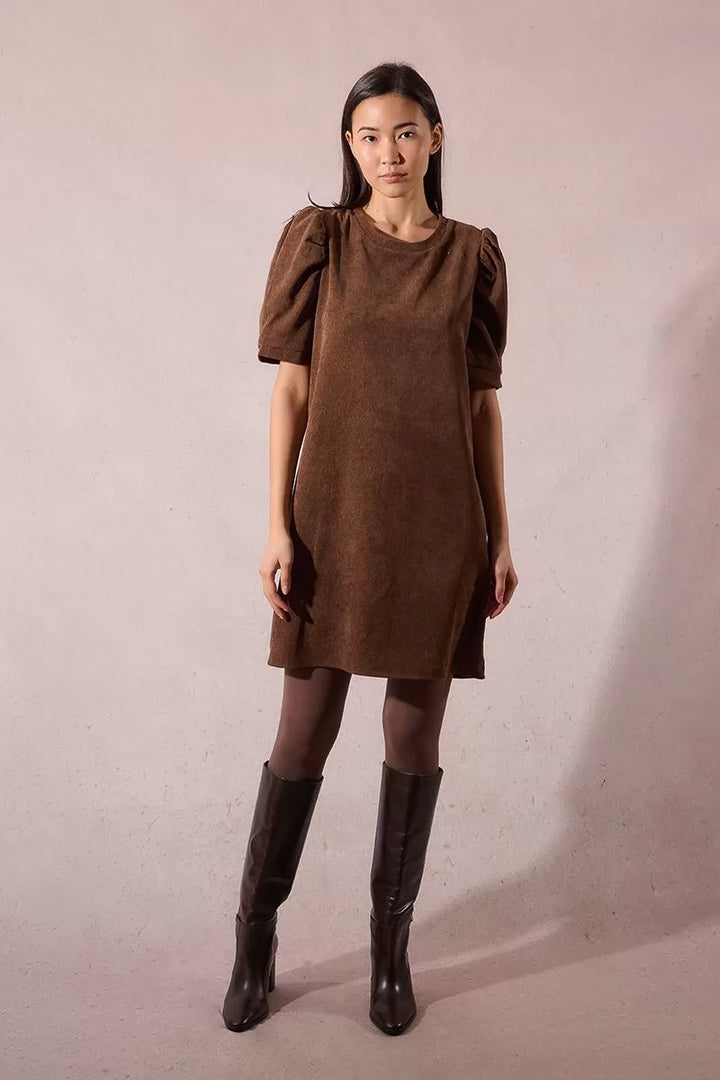 Cord Mini Dress - Brown