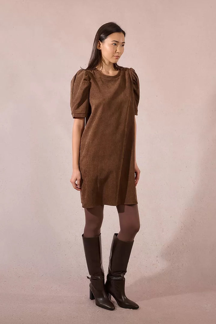 Cord Mini Dress - Brown
