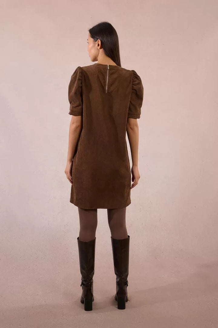 Cord Mini Dress - Brown
