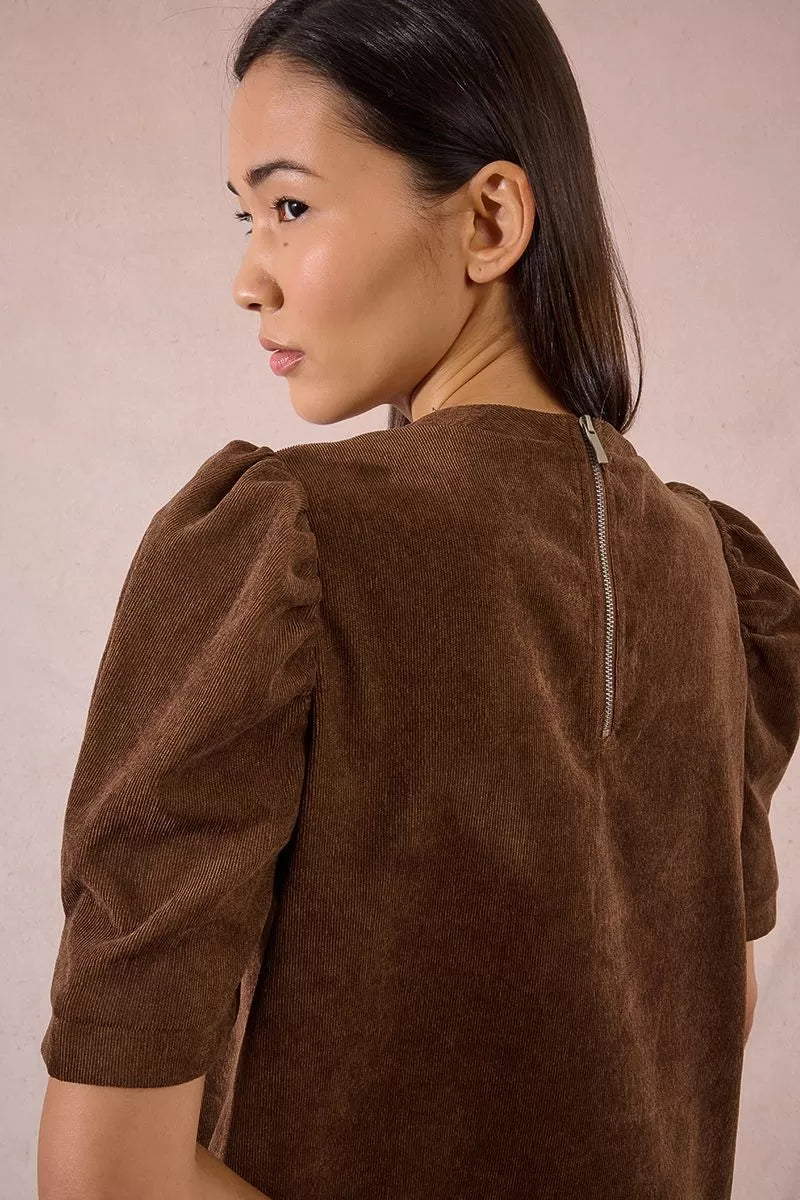 Cord Mini Dress - Brown